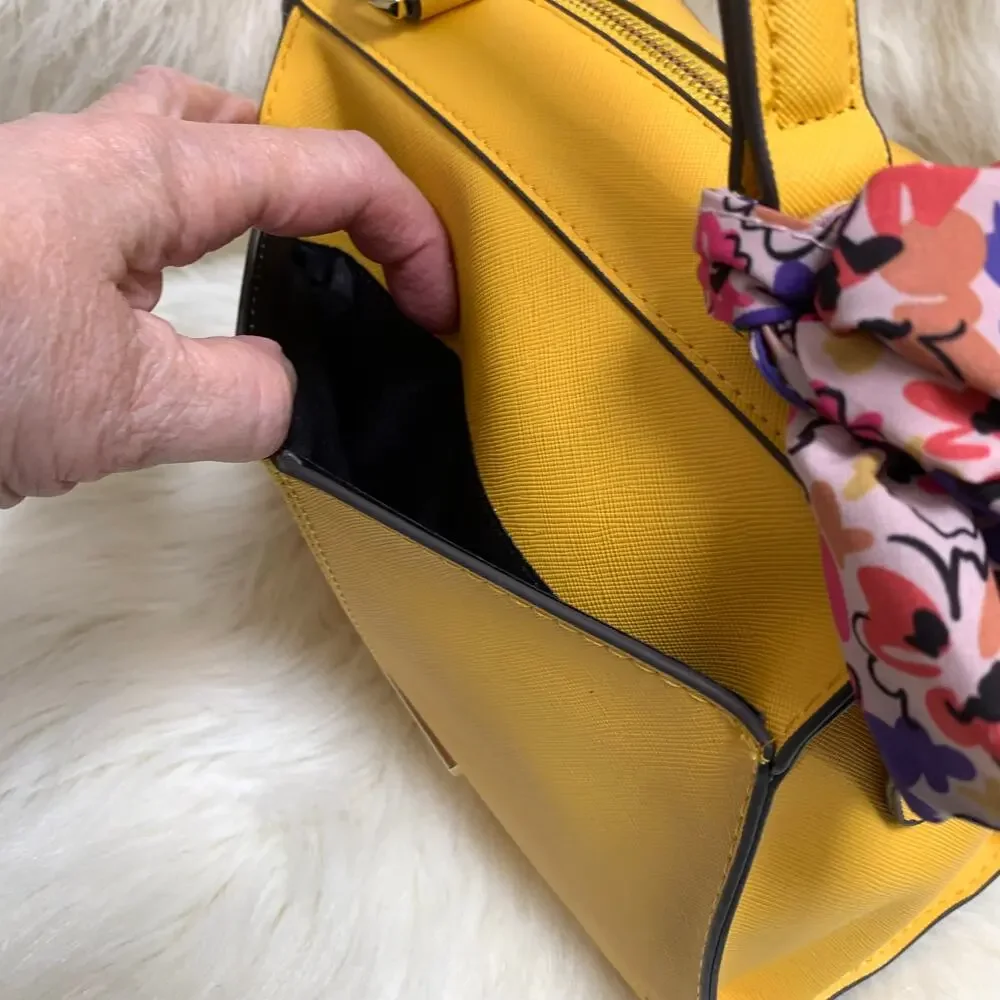 STEVE MADDEN Bright Yellow Faux Leather BREESE Top Handled Satchel XBody w/Scarf